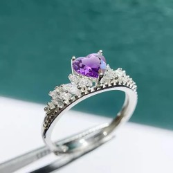 Anillo de compromiso naturaleza en plata con amatista