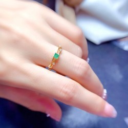 Anillo de compromiso en plata con esmeralda - anillo para boda en plata