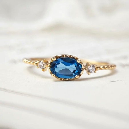 Anillo de compromiso en plata y baño de oro - Anillo en forma de tiara
