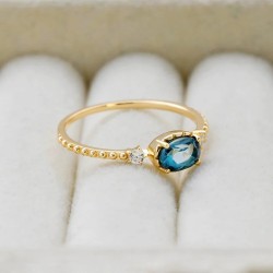 Anillo de compromiso en plata y baño de oro - Anillo en forma de tiara