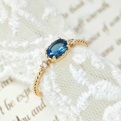 Anillo de compromiso en plata y baño de oro - Anillo en forma de tiara