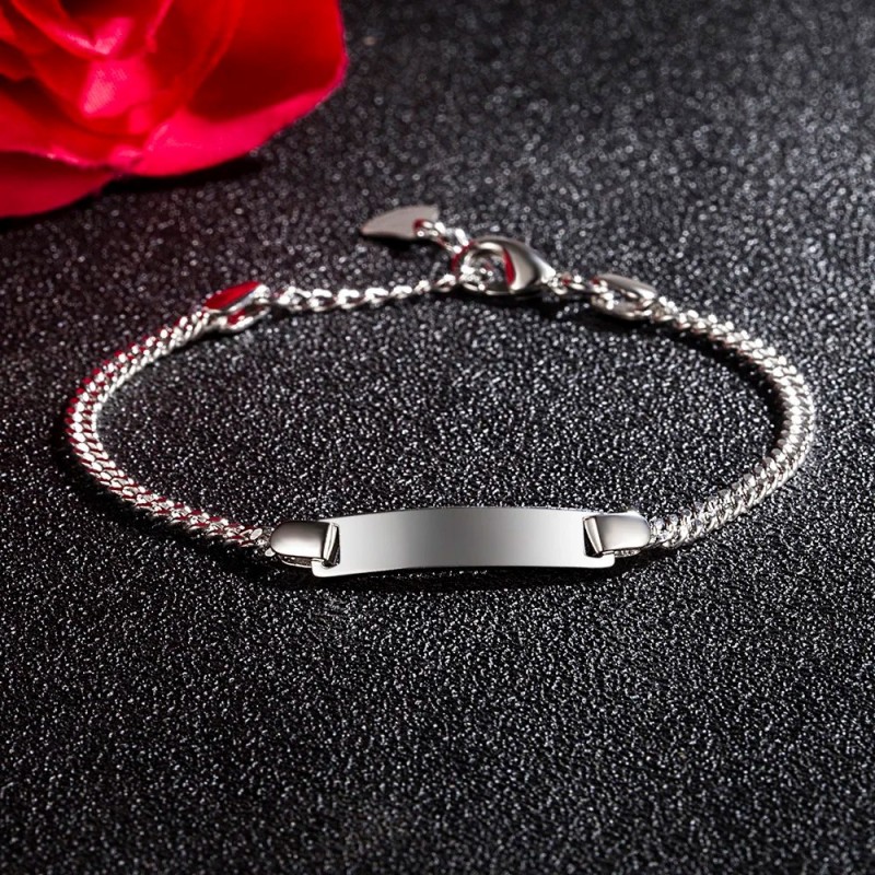 Pulsera en plata para mujer personalizable - Manilla para grabar texto