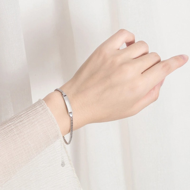 Pulsera en plata para mujer personalizable - Manilla para grabar texto