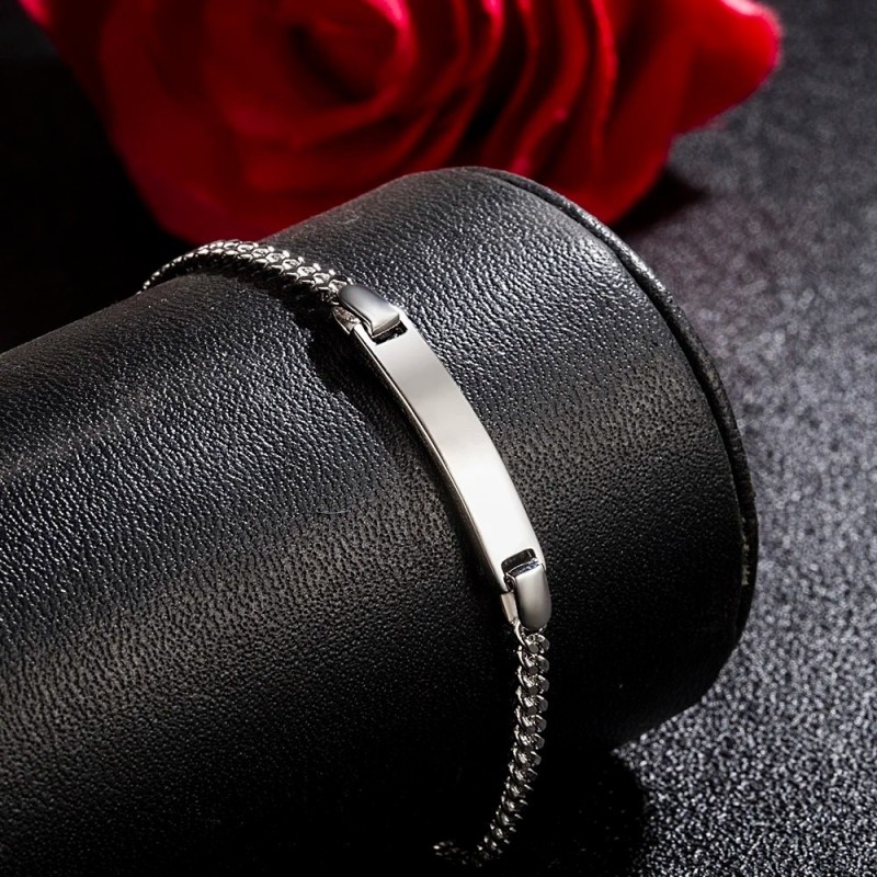 Pulsera en plata para mujer personalizable - Manilla para grabar texto