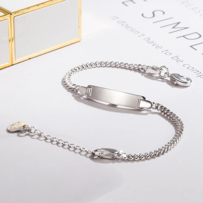 Pulsera en plata para mujer personalizable - Manilla para grabar texto