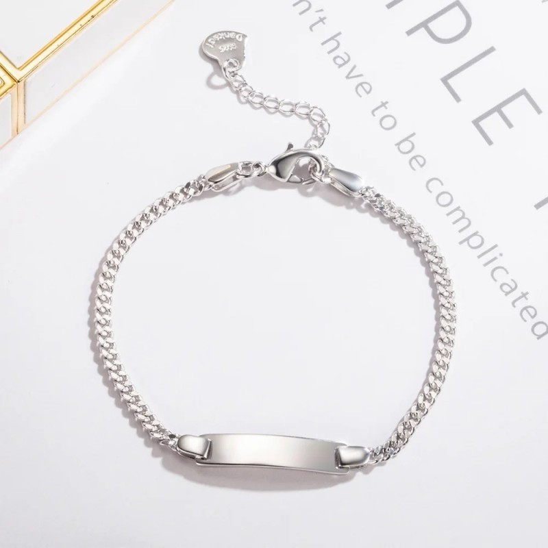 Pulsera en plata para mujer personalizable - Manilla para grabar texto