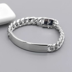 Manillas para parejas de cadena cubana en plata 925 personalizable lazos reales