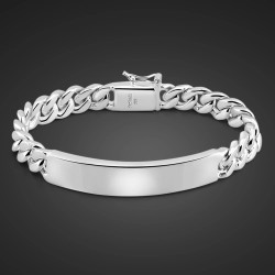 Manillas para parejas de cadena cubana en plata 925 personalizable lazos reales