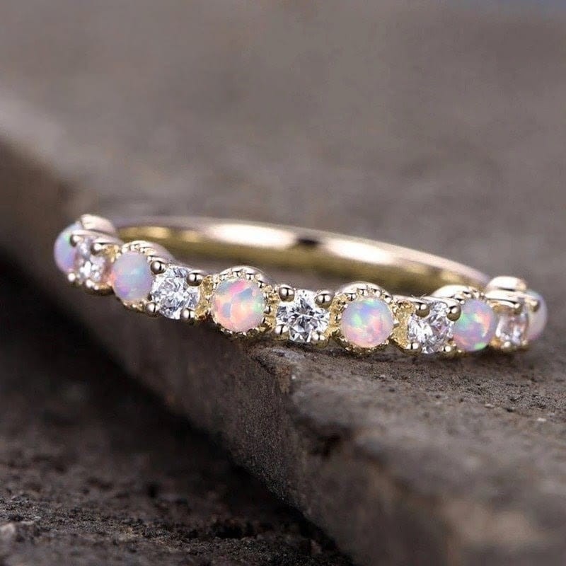 Anillo de compromiso en plata y oro opalos - anillo promesa