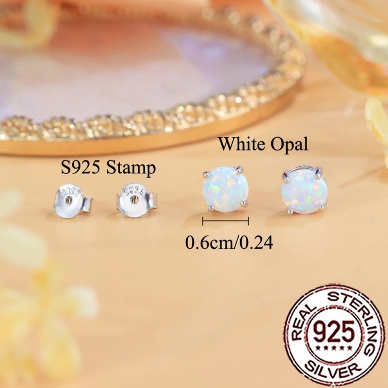Aretes en plata topos de ópalo