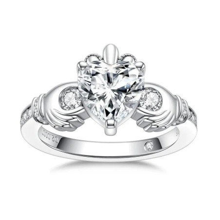 Anillo de compromiso Claddagh corazón moissanita eterno