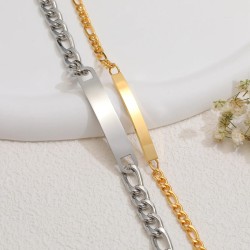 Manillas para pareja personalizables - Brazaletes en acero placa con texto