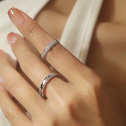 Argollas de matrimonio brillo milgrain en plata