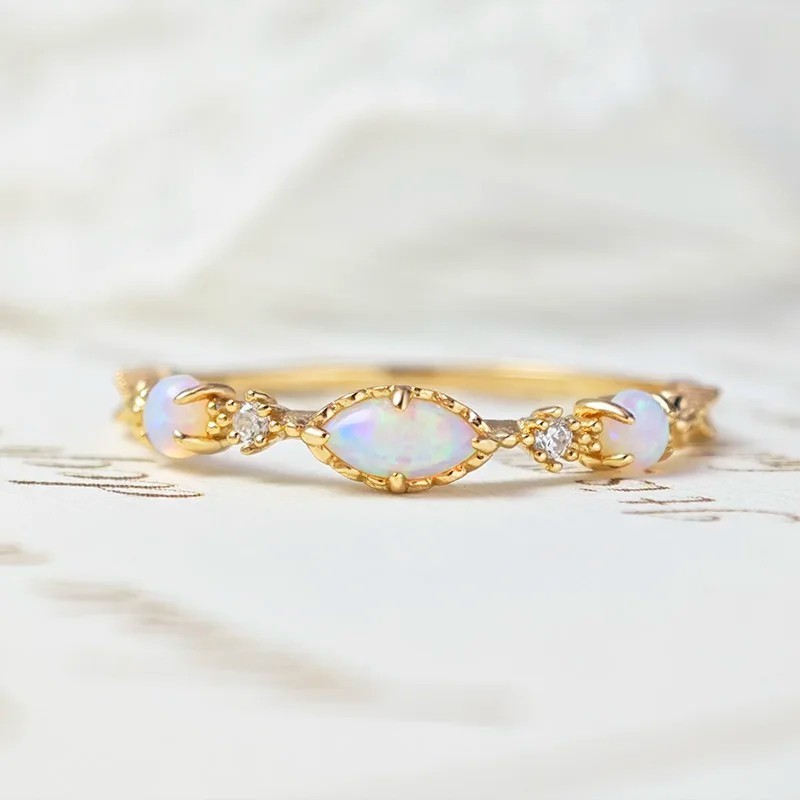 Anillo de compromiso en plata y opalos - anillo promesa