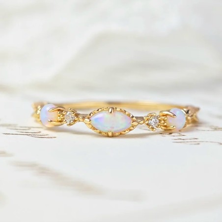 Anillo de compromiso en plata y opalos - anillo promesa