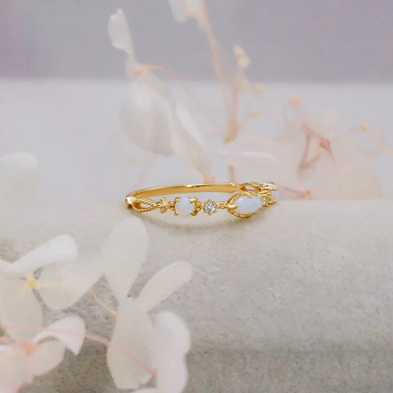 Anillo de compromiso en plata y opalos - anillo promesa