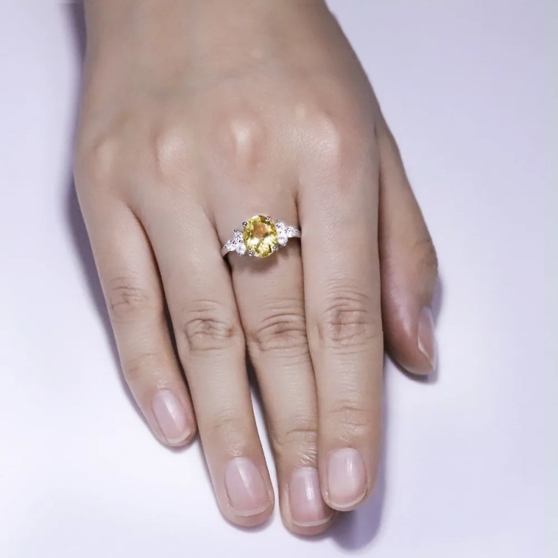 Anillo de compromiso en plata aurora dorada
