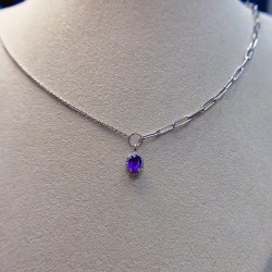 Collar de amatista aurora real en plata