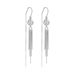Aretes largos en plata con borlas - aretes de fantasía elegantes