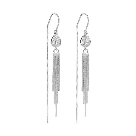Aretes largos en plata con borlas - aretes de fantasía elegantes