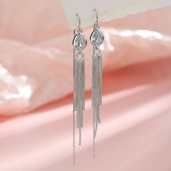 Aretes largos en plata con borlas - aretes de fantasía elegantes