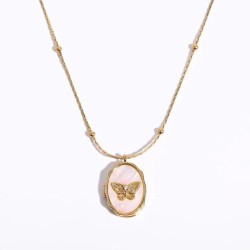 Collar relicario mariposa en acero inoxidable