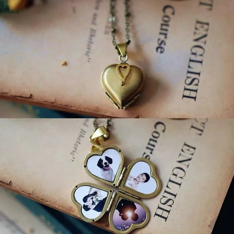 Collar relicario de plata personalizable - Dije de corazón con cadena