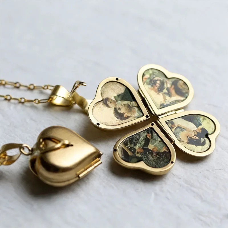 Collar relicario de plata personalizable - Dije de corazón con cadena