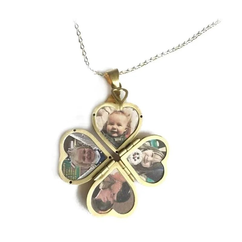 Collar relicario de plata personalizable - Dije de corazón con cadena