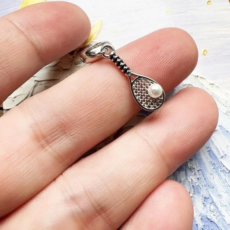 Collar de raqueta de tenis con perla de agua dulce