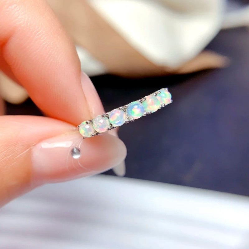 Anillo de compromiso en plata y opalos - anillo promesa