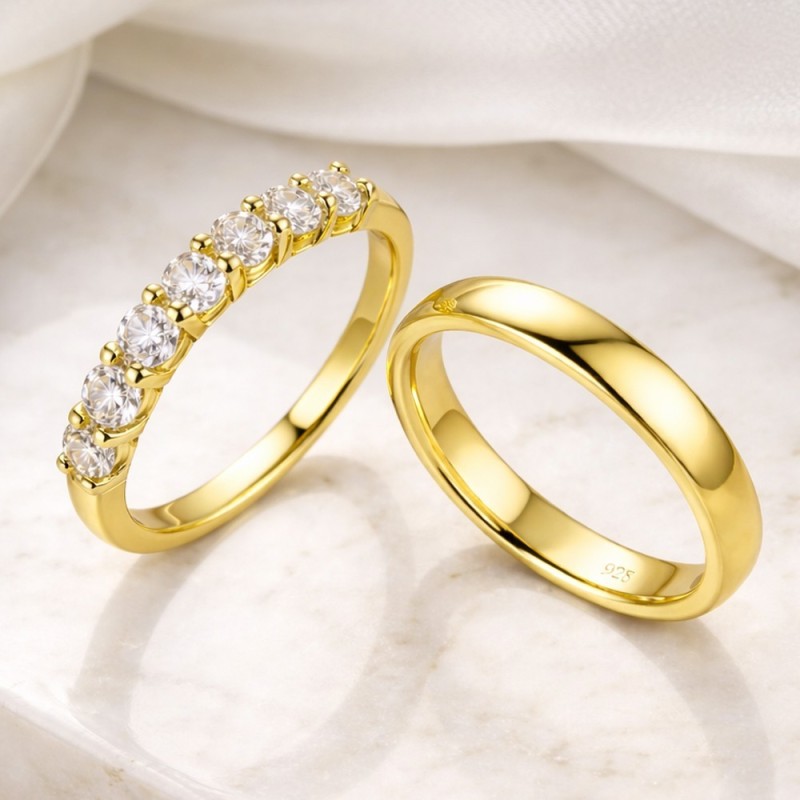 Argollas de matrimonio Mónaco con chapado en oro de 18k